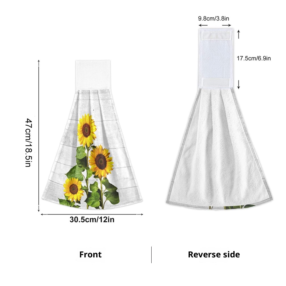 Lillian Sunflower Cloth Printed Kitchen Hanging Bathroom Absorbent Home Hand Towel_voghion.com