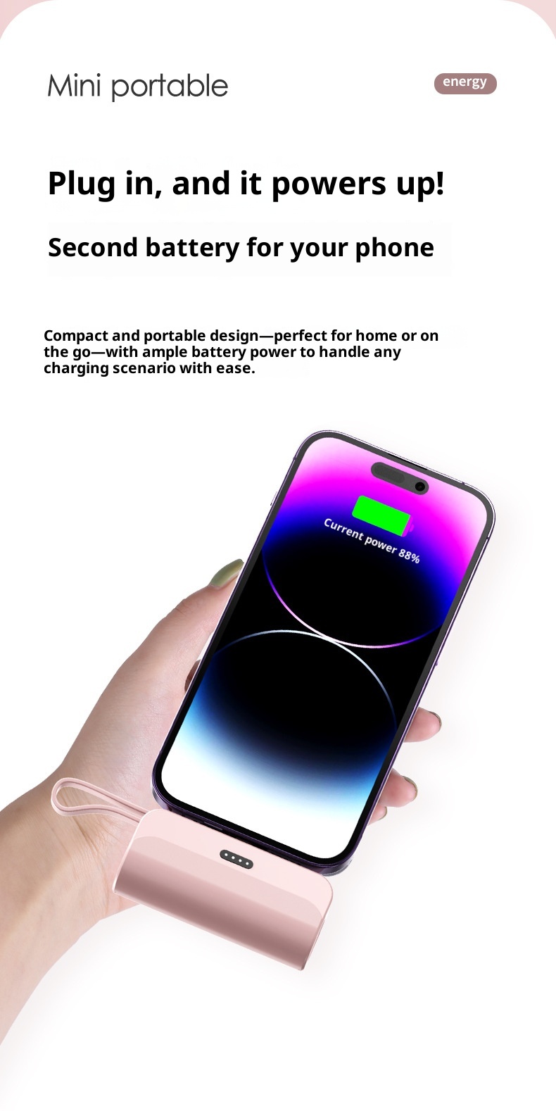 techglobe KC Mini-Notfall-Powerbank 5000mAh, tragbar, für den mobilen Einsatz, ideal als Geschenk für den grenzüberschreitenden Handel, Großhandel_voghion.com