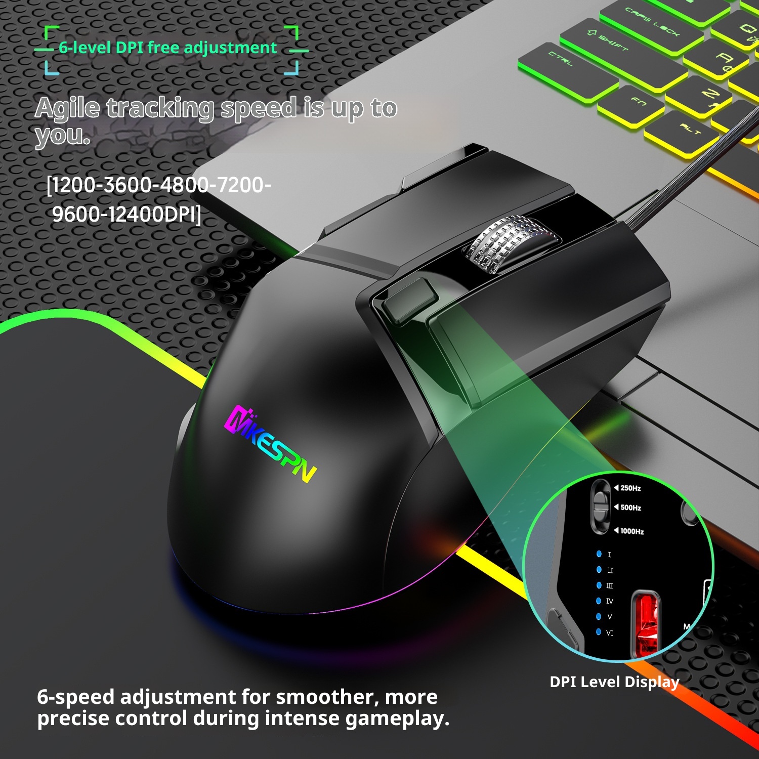 Digitex Digitex Ro Definition Dual Scroll Wheel Swinging Full Speed Gaming Mouse, Computer Accessories E-sports RGB Desktop Usb_voghion.com