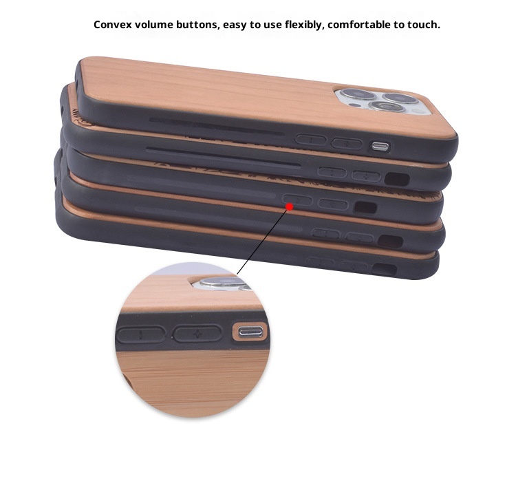 TechGlobe 14 Cherry Pattern Phone Case Arc Compatible IPhone 17 Pro Bamboo Wood Color Protective Cover_voghion.com