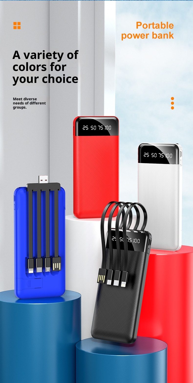 techglobe 20000 MAh Power Bank Business Gift Mini Charger Custom Fast Charging With Cable Compact Portable_voghion.com