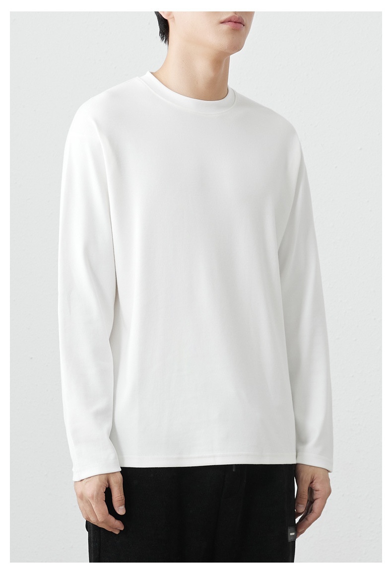 QFV507045555501<2 T-shirt a maniche lunghe da uomo in cotone peruviano pettinato 260 g, primavera estate 2025, nuova maglietta da uomo con strato interno in tinta unita_voghion.com