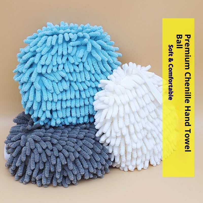 Lillian Chenille Hanging Quick-Dry Hand Ball Kitchen Thickened Absorbent Cute Japanese Style Towel Bathroom Cloth_voghion.com
