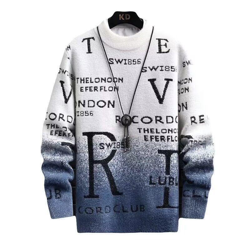 Maglione caldo invernale da uomo, con base foderata in pile, alla moda, con sfumatura di colore, per ragazzi e ragazze_voghion.com