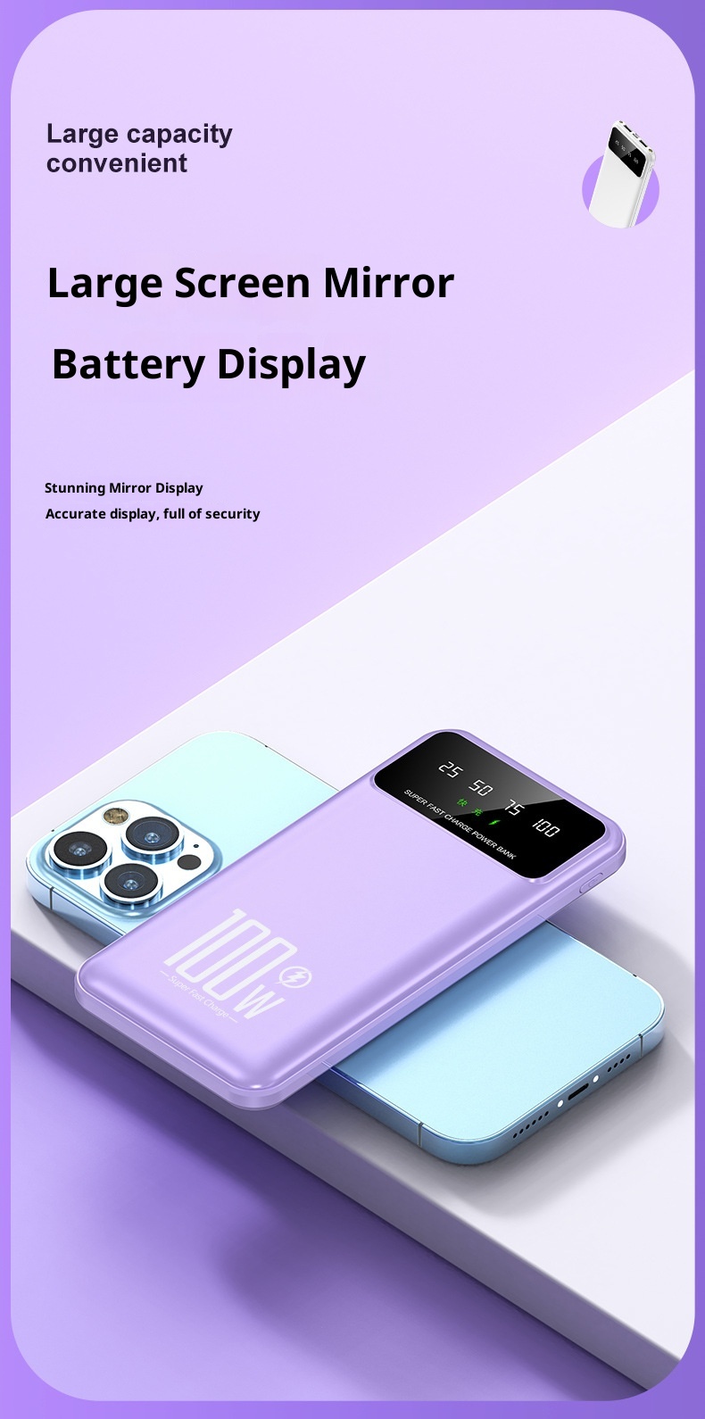 techglobe Super Fast Charging 100W Custom Gift Mini Built-in Cable Bank 20000mAh Wholesale Mobile Power Supply_voghion.com