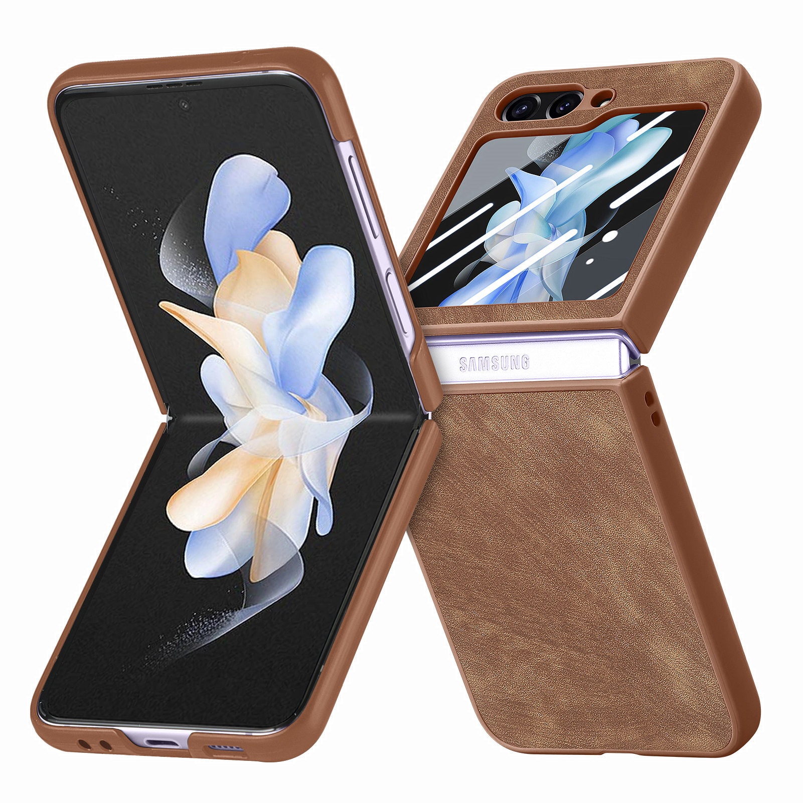 TechGlobe Compatibel met Samsung Z 5 Skin Feel Solid Color Oil Spray Flip 5/4 Protector Geïntegreerd Boven- en Onderscherm_voghion.com