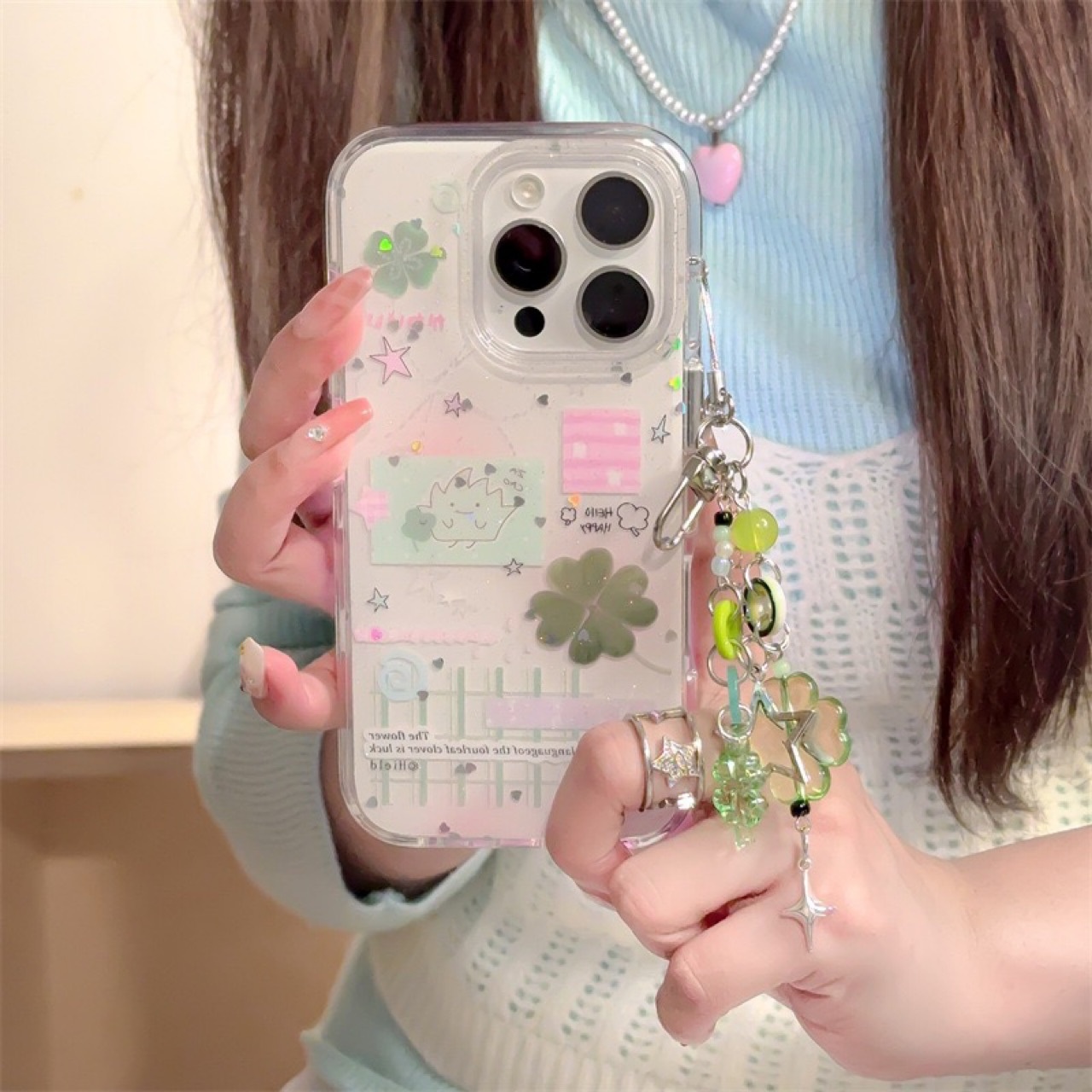 TechGlobe TechGlobe Ins Semplice Piccolo Cuore Quadrifoglio Compatibile con iPhone per Ragazze Custodia per Telefono 15 Pro Max 14/17 Personalizzata 16_voghion.com