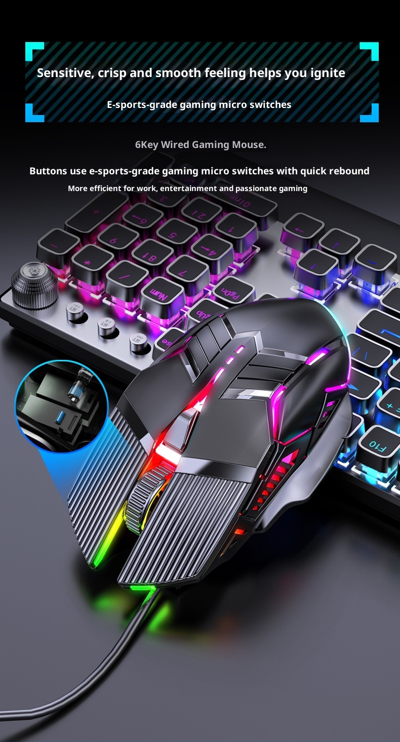 Digitex Digitex Mozuo S800 Mouse da gioco USB meccanico silenzioso cablato per e-sport_voghion.com