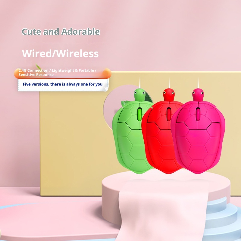 Techglobe Wired Animal Rose Gold Mouse, Wireless Green Turtle Mouse_voghion.com