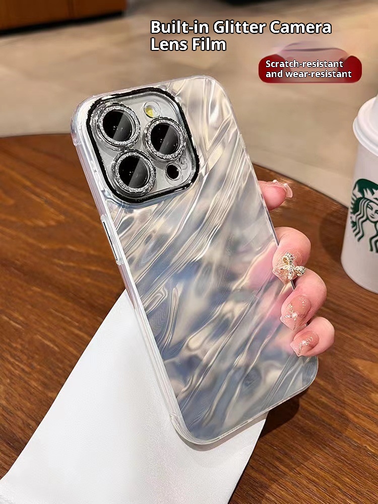 TechGlobe TechGlobe Water Ripple Glitter Lens Film Compatible With IPhone 15 14 Pro Max Phone Case 13/14 12 For Women Shiny_voghion.com