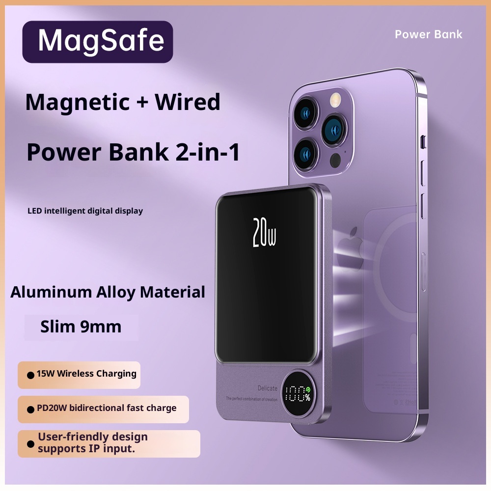 techglobe Magnetische Powerbank 10000mAh Ultradünn Praktisch Kabelloses Schnellladen Clip-on Mobile Power Großhandel_voghion.com