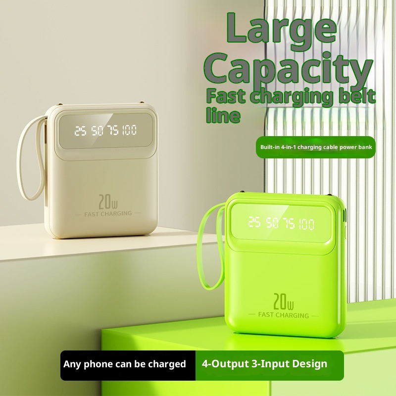 TechGlobe Gift Power Bank Wholesale Mini With Built-in 20000mAh Large Capacity Digital Display Portable Charger Data Cable_voghion.com