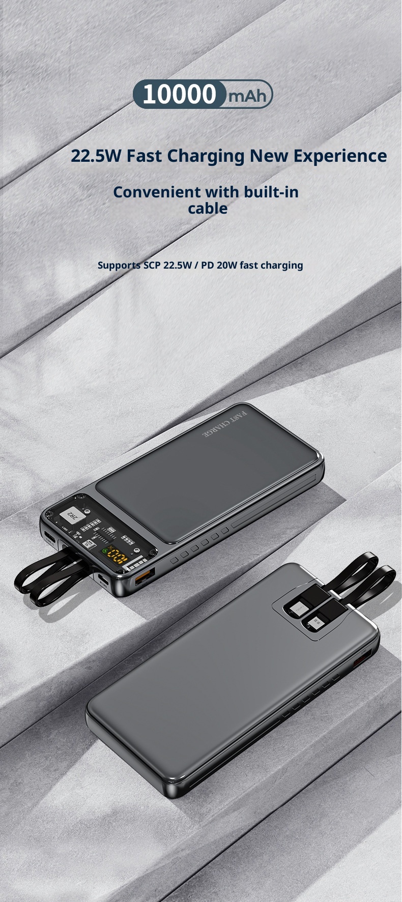 TechGlobe 22.5W Super Fast Charging 10000mAh Power Bank Cyberpunk Transparent Mecha 20000mAh Portable Charger_voghion.com