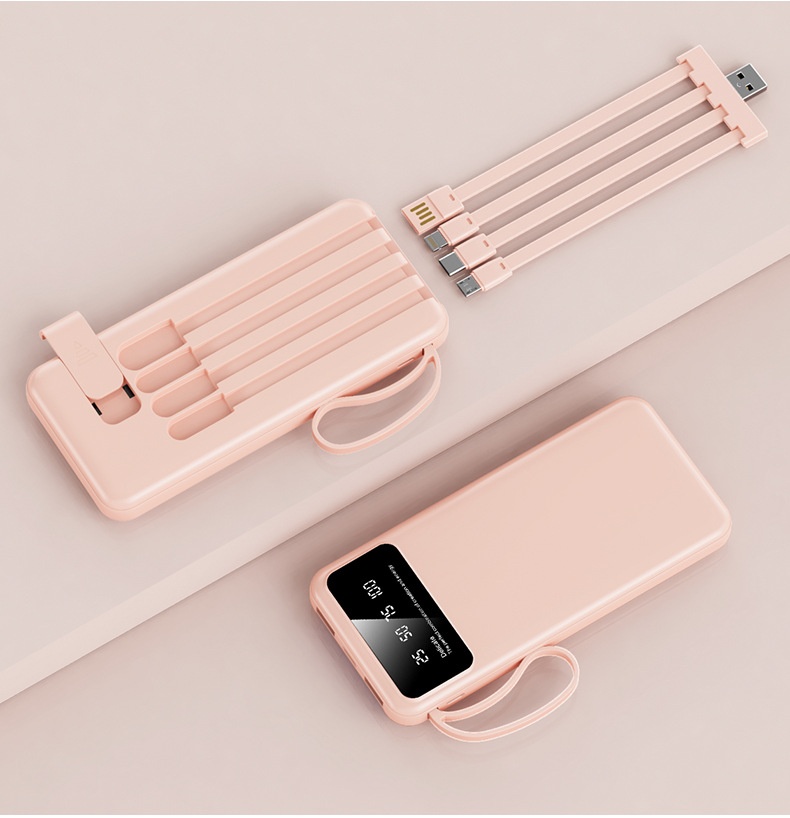 techglobe Bank 20000mAh Large Capacity With Built-in Cable Ultra-thin Shared Mobile Power Gift Custom Cross-border_voghion.com