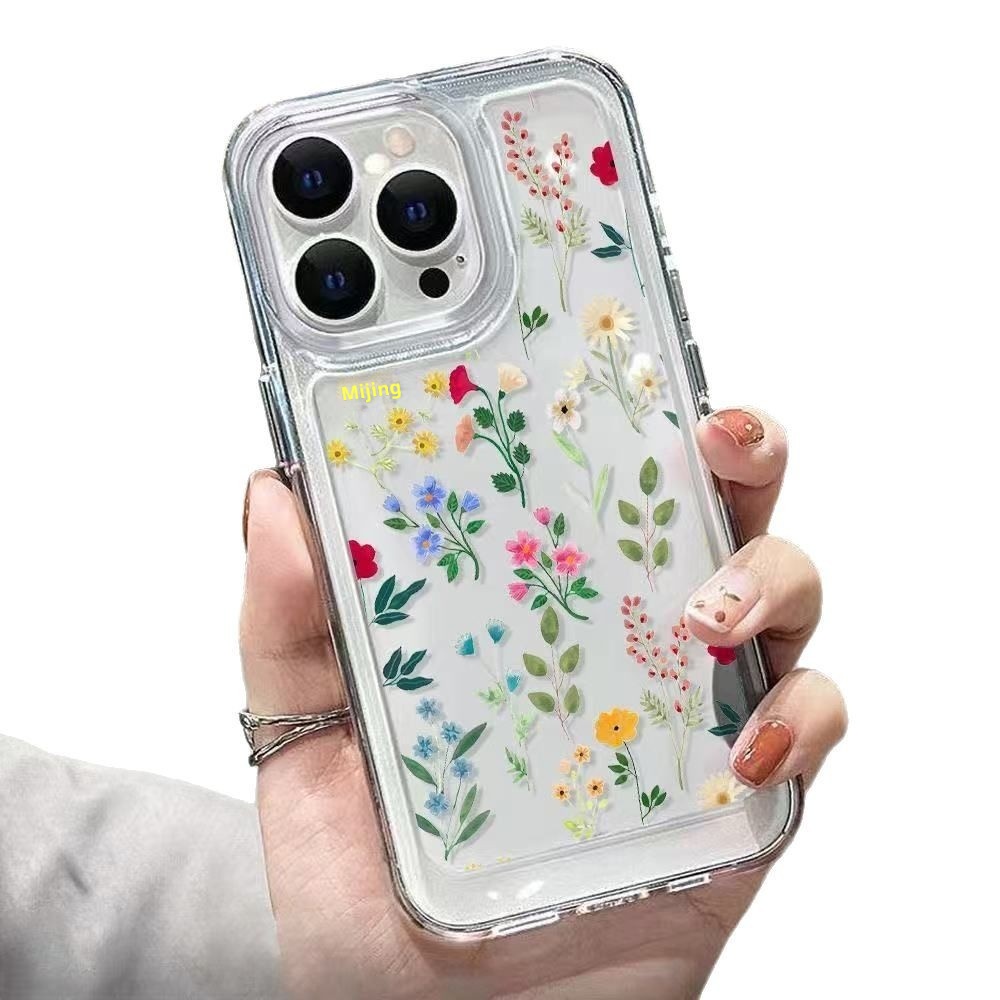 TechGlobe TechGlobe Simple Floral Case For IPhone 16, 15 Pro Max, Transparent 14 Plus, Girly 13, Minimalist 12_voghion.com