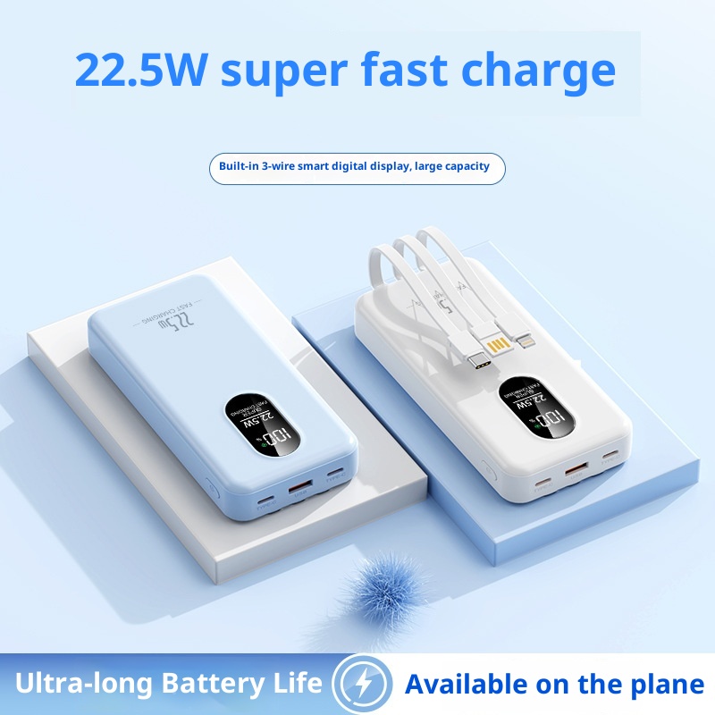 TechGlobe 2025 New Model 22.5W Super Bidirectional Fast Charging 20000mAh Built-in Cable Bank Mobile Power Supply Printing_voghion.com