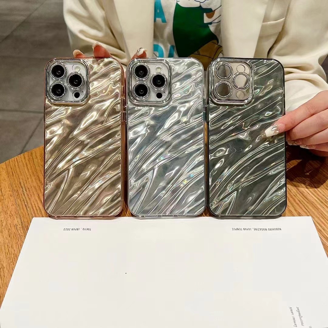 TechGlobe TechGlobe Water Ripple Glitter Lens Film Compatible With IPhone 15 14 Pro Max Phone Case 13/14 12 For Women Shiny_voghion.com