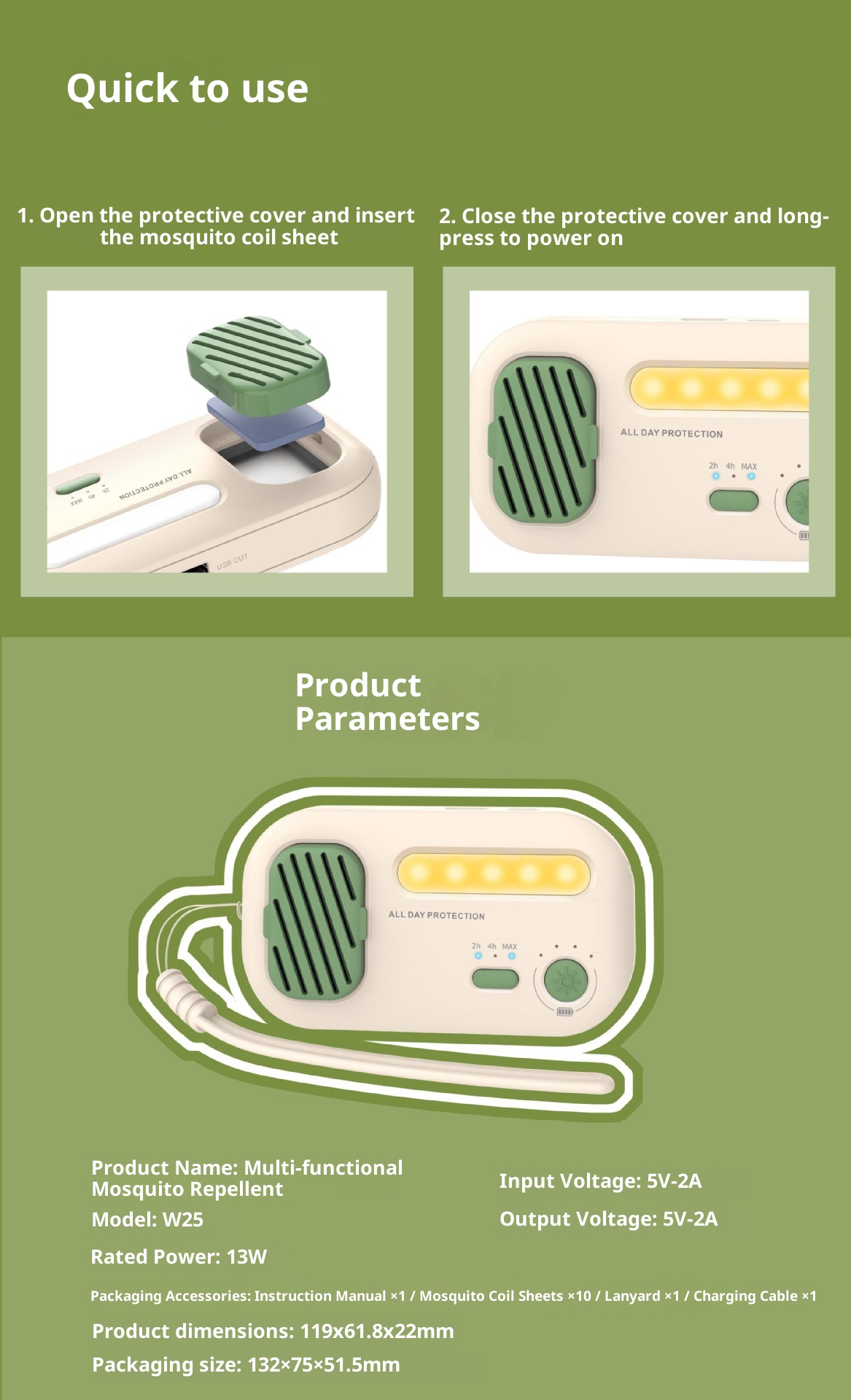 TechGlobe Lampada repellente per zanzare multifunzionale all'ingrosso transfrontaliero da campeggio per esterni con ricarica rapida, regalo portatile per cellulare_voghion.com