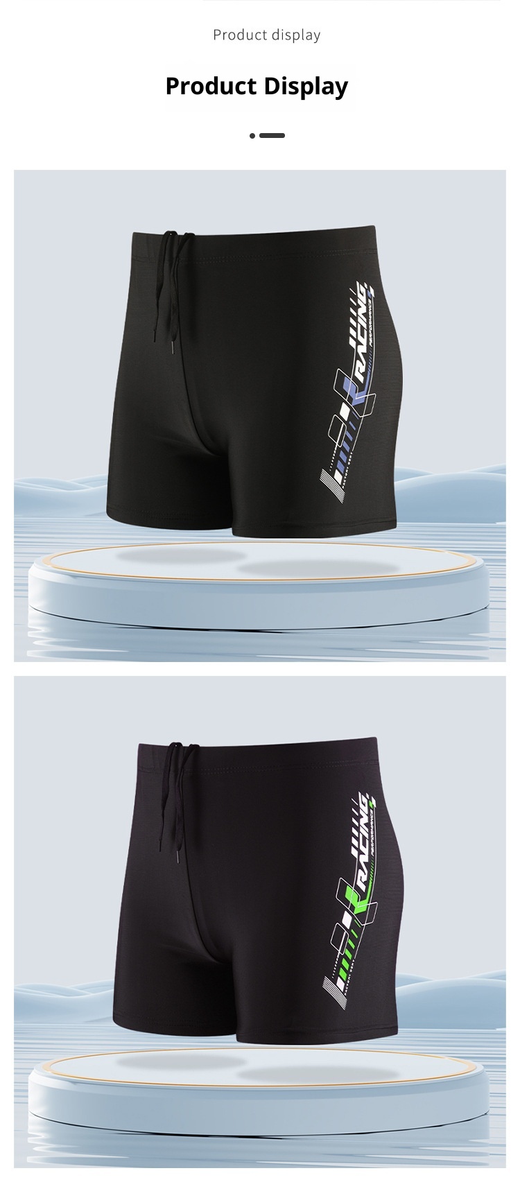 001 New Anti-Embarrassment Adult Trunks Plus Size Loose Professional Quick-Dry Boxer Swim Shorts Men's 5-Point_voghion.com