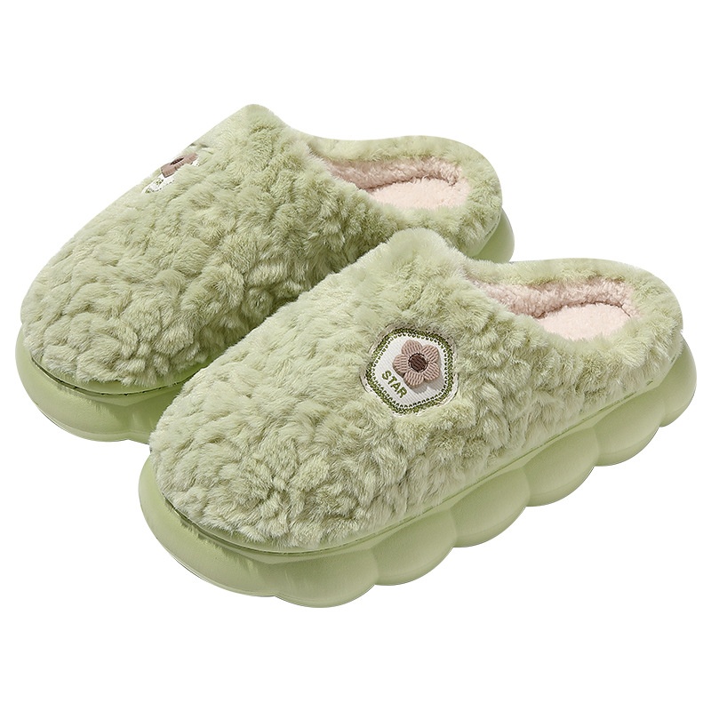 Zees Plush Warm Cotton For Women Indoor Home Bedroom Non-Slip Men's Furry Slippers Men Winter_voghion.com