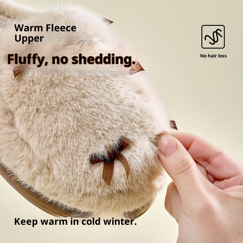 Zees 2025 New Furry Winter Indoor Home Warm Plush Thick Sole Cushioned Cotton Slippers For Women_voghion.com