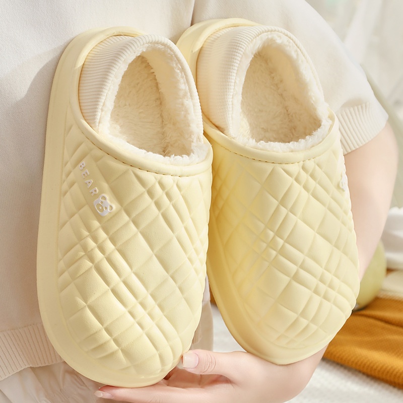 Zees New EVA Waterproof Cotton Men, Autumn And Winter Indoor Home Fleece-Lined Warm Non-Slip Soft Cushioning Plush Slippers_voghion.com