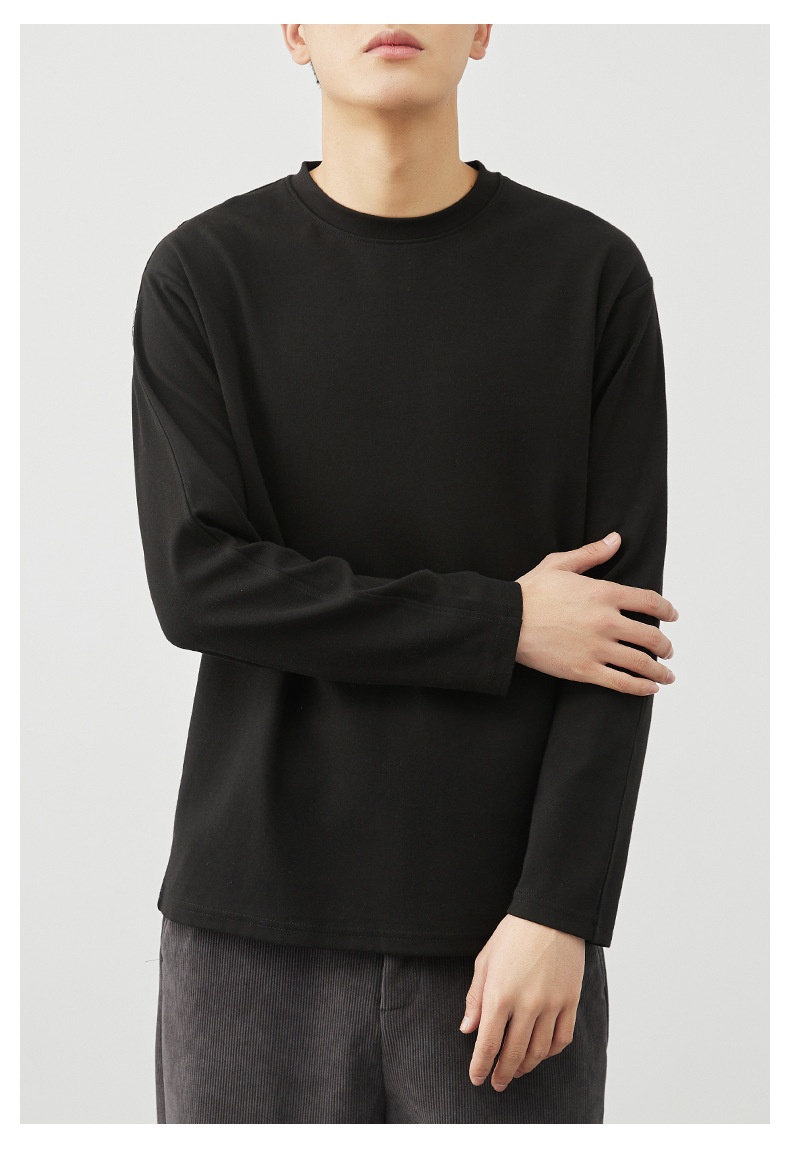 QFV507045555501<2 T-shirt a maniche lunghe da uomo in cotone peruviano pettinato 260 g, primavera estate 2025, nuova maglietta da uomo con strato interno in tinta unita_voghion.com