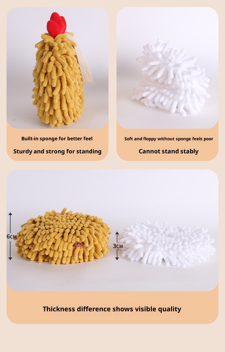 Lillian Chenille Animal Towel Ball, Kangle House Cartoon Hangable, Cute Hanging Hand Towel, Wholesale_voghion.com