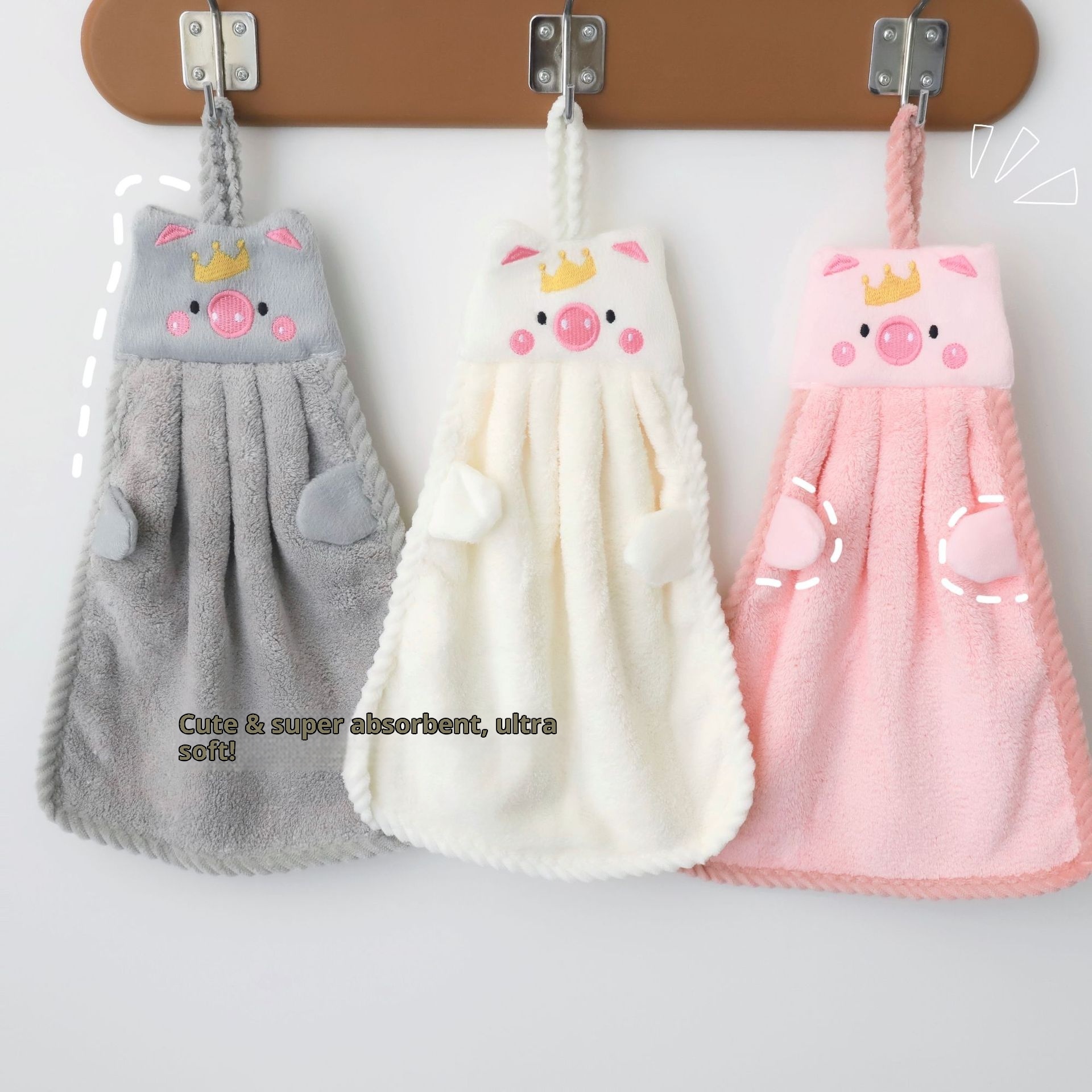 Lillian Super Absorbent Hanging Thickened Cute Korean Pure Cotton Small Square Towel Bathroom Hand Cloth_voghion.com
