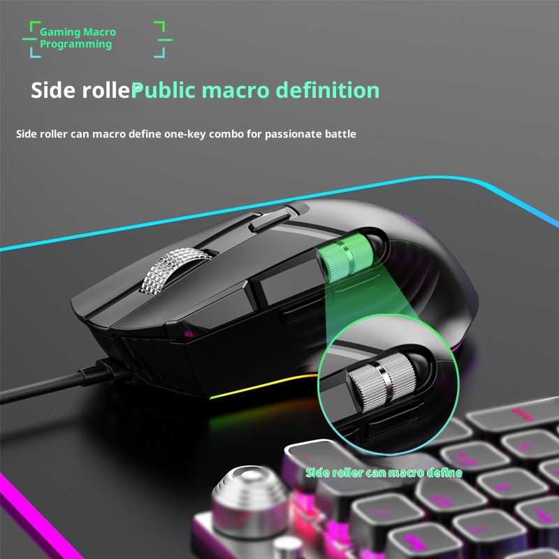 Digitex Digitex Ro Definition Dual Scroll Wheel Swinging Full Speed Gaming Mouse, Computer Accessories E-sports RGB Desktop Usb_voghion.com