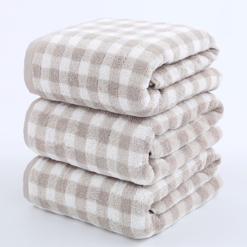 Lillian Badetuch im japanischen Stil von MUJI – Hochwertiges, weiches Frottee-Badetuch mit schlichtem Karomuster aus reiner Baumwolle – Neuware_voghion.com