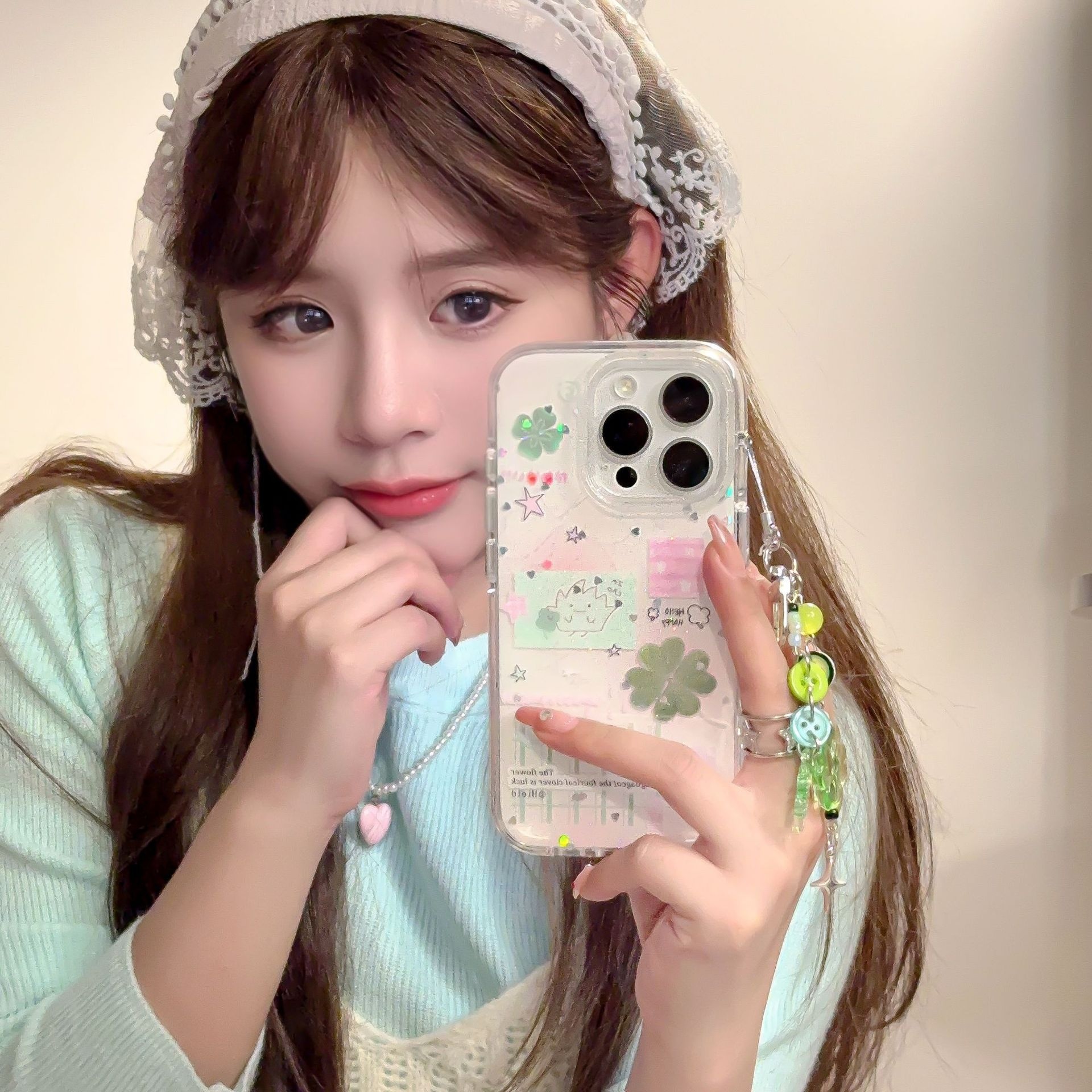 TechGlobe TechGlobe Ins Semplice Piccolo Cuore Quadrifoglio Compatibile con iPhone per Ragazze Custodia per Telefono 15 Pro Max 14/17 Personalizzata 16_voghion.com