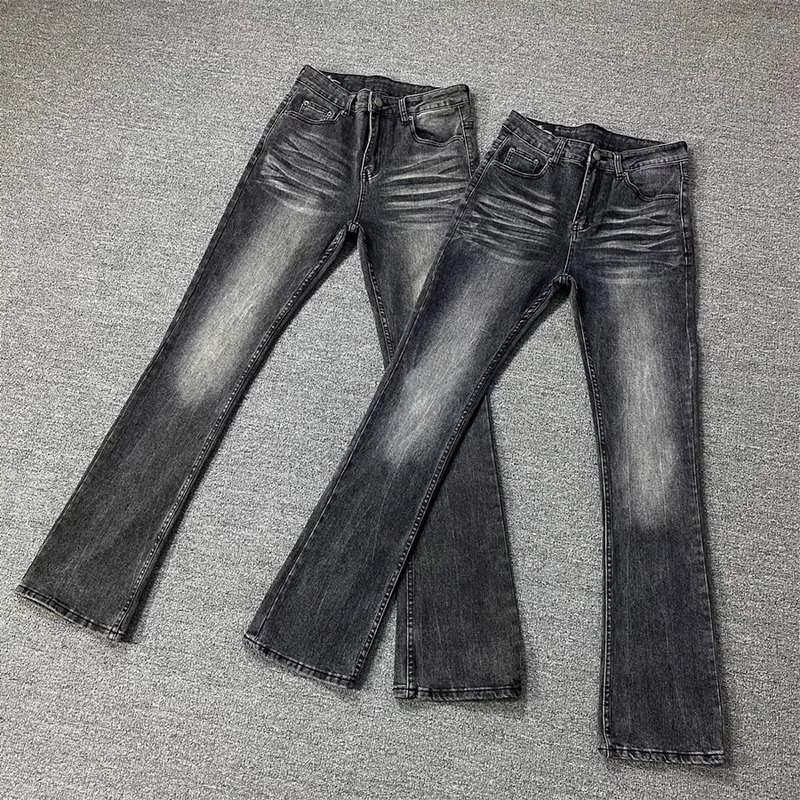 boy Boy Cross-Border Cleanfit Black Gray Gradient Jeans Men American High Street Vibe Bootcut Straight Scimitar Pants_voghion.com