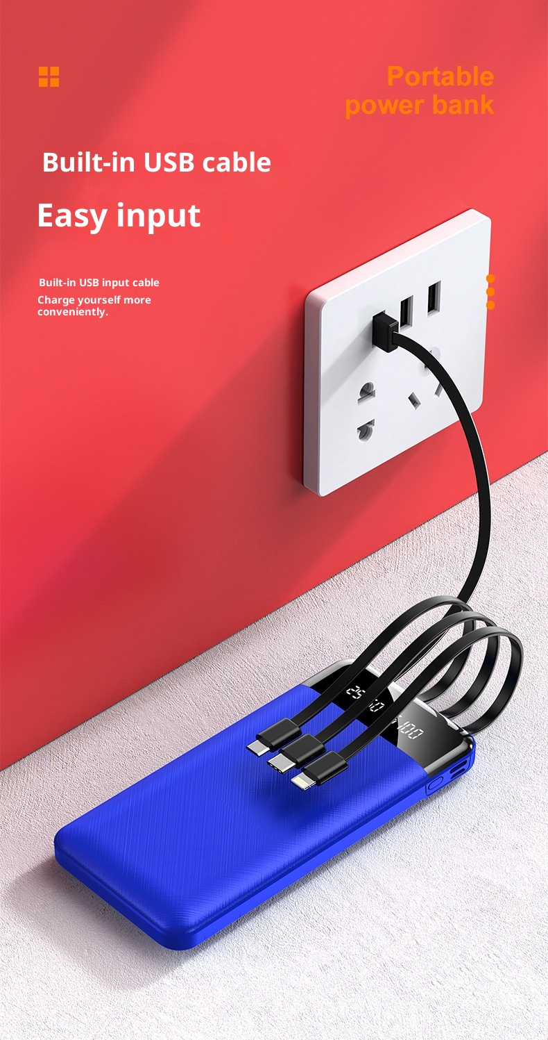 techglobe 20000 MAh Power Bank Business Gift Mini Charger Custom Fast Charging With Cable Compact Portable_voghion.com