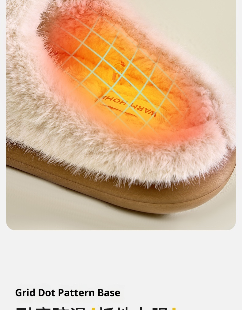 Zees Bowknot For Women Winter Indoor Thick Sole Furry Home Plush Warm Cotton Slippers_voghion.com