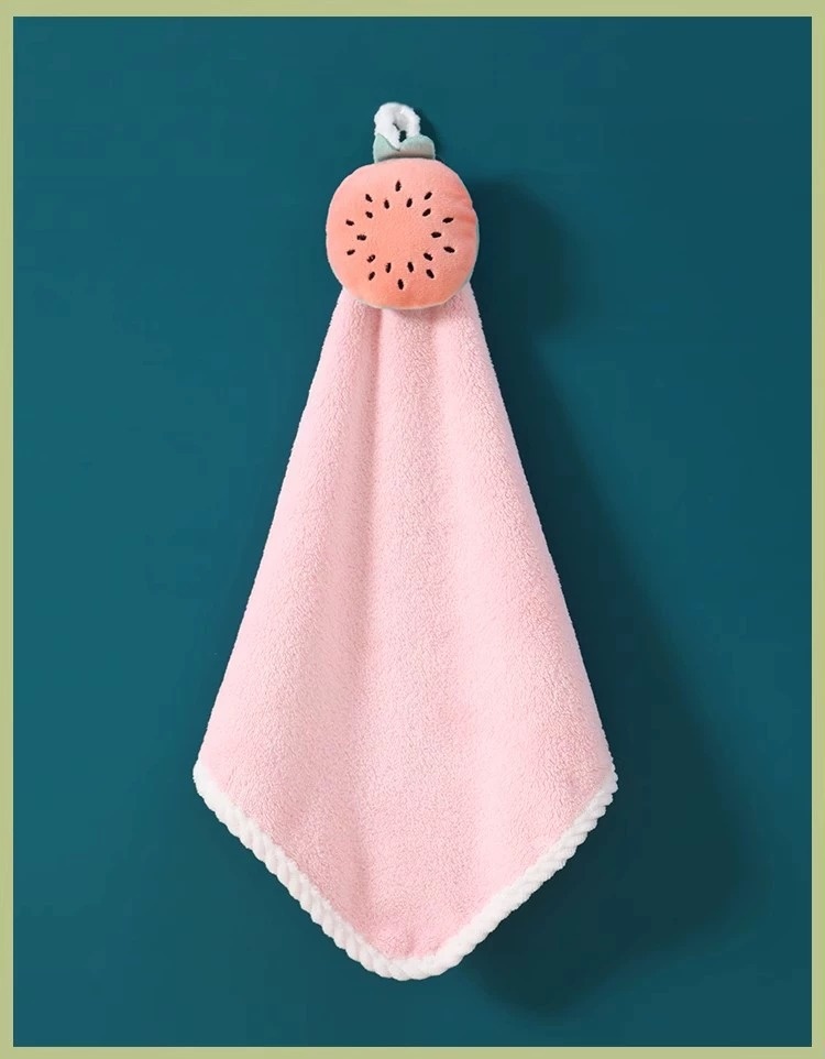 Lillian Hanging Cute Cartoon Home Bathroom Hand Small Square Towel Non-Shedding Soft And Dirty-Resistant_voghion.com