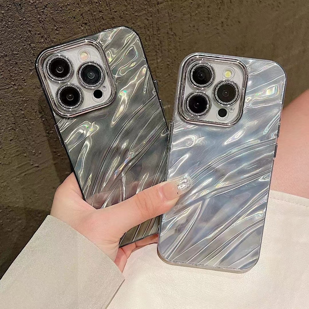TechGlobe TechGlobe Water Ripple Glitter Lens Film Compatible With IPhone 15 14 Pro Max Phone Case 13/14 12 For Women Shiny_voghion.com