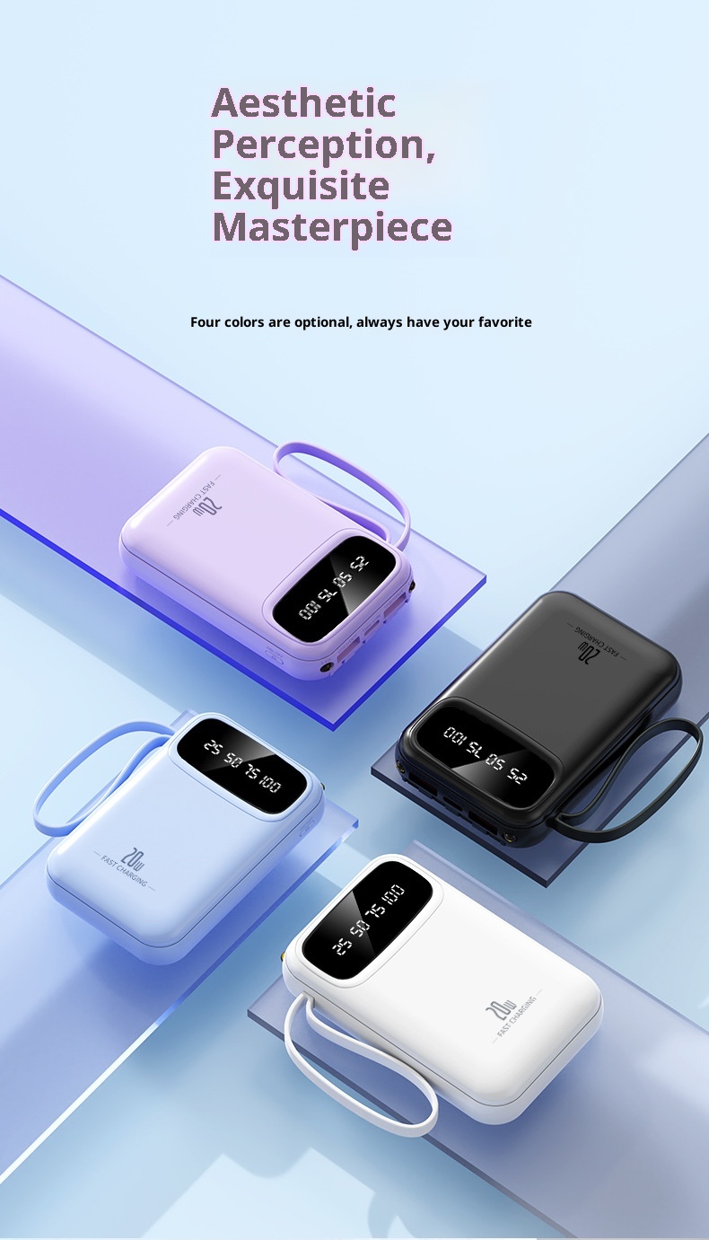 techglobe 3C Certified 20000mAh Ultra Large Capacity Bank Mini Built-in Cable Portable Mobile Power Wholesale Customization_voghion.com