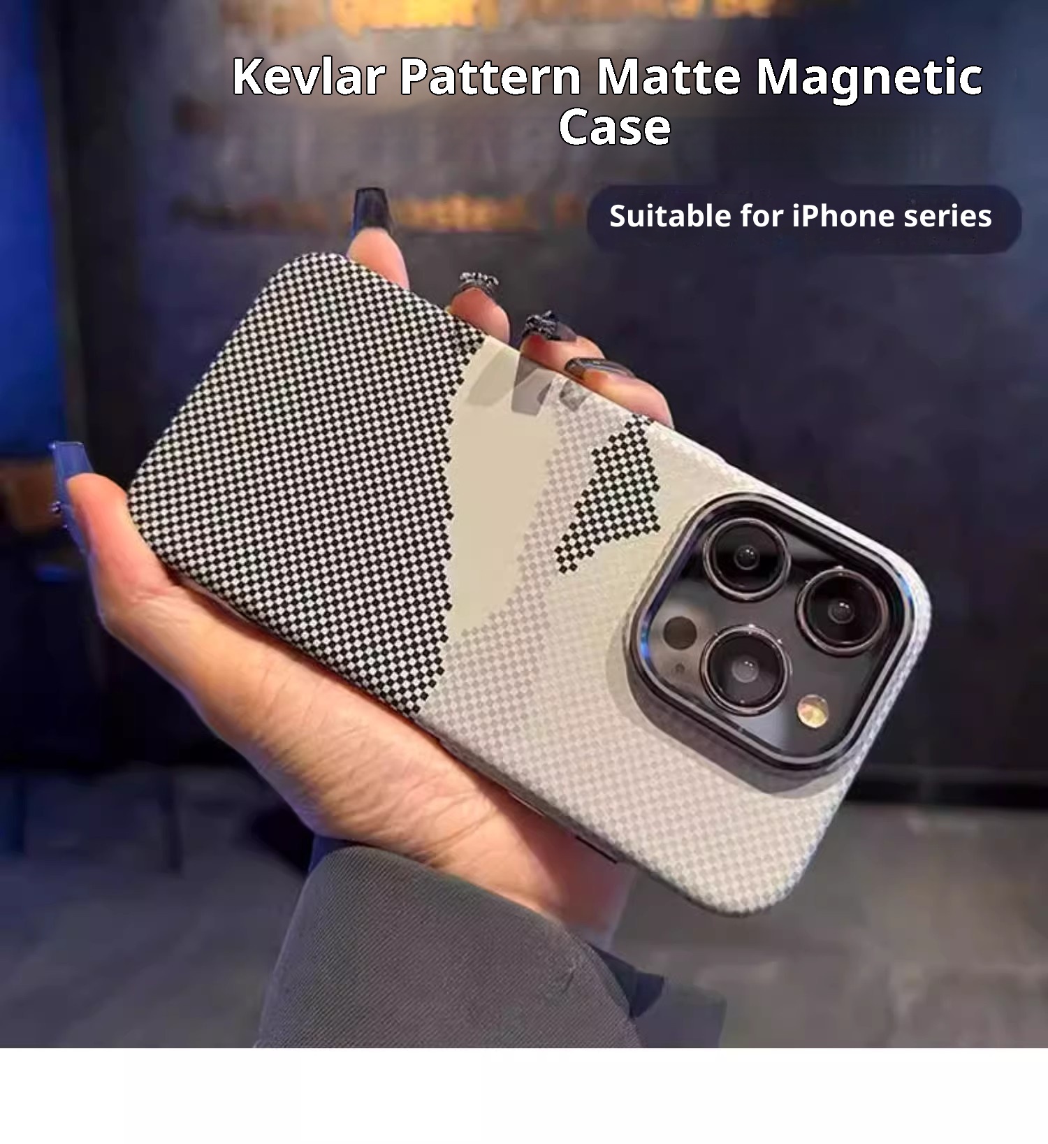 Custodia per telefono TechGlobe compatibile con iPhone 16 Pro Max, magnetica, in fibra di carbonio e Kevlar, copertura completa, antiurto, 15_voghion.com