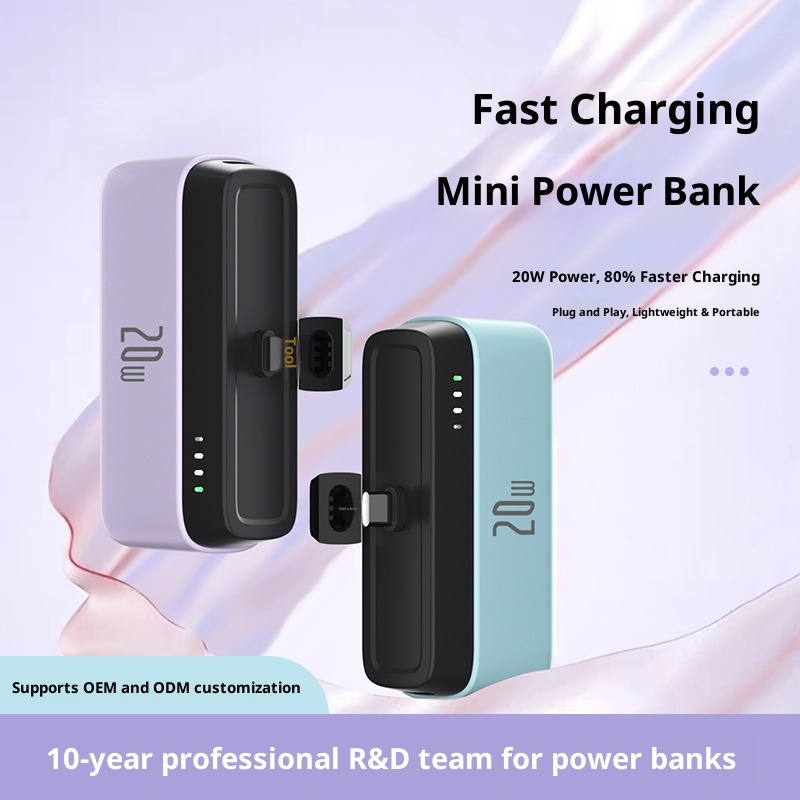 techglobe PD20W Pocket Fast Charging Compact Portable 5000mAh Capsule Emergency Mini Power Bank_voghion.com