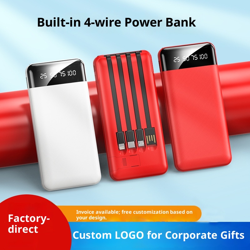 techglobe 20000 MAh Power Bank Business Gift Mini Charger Custom Fast Charging With Cable Compact Portable_voghion.com