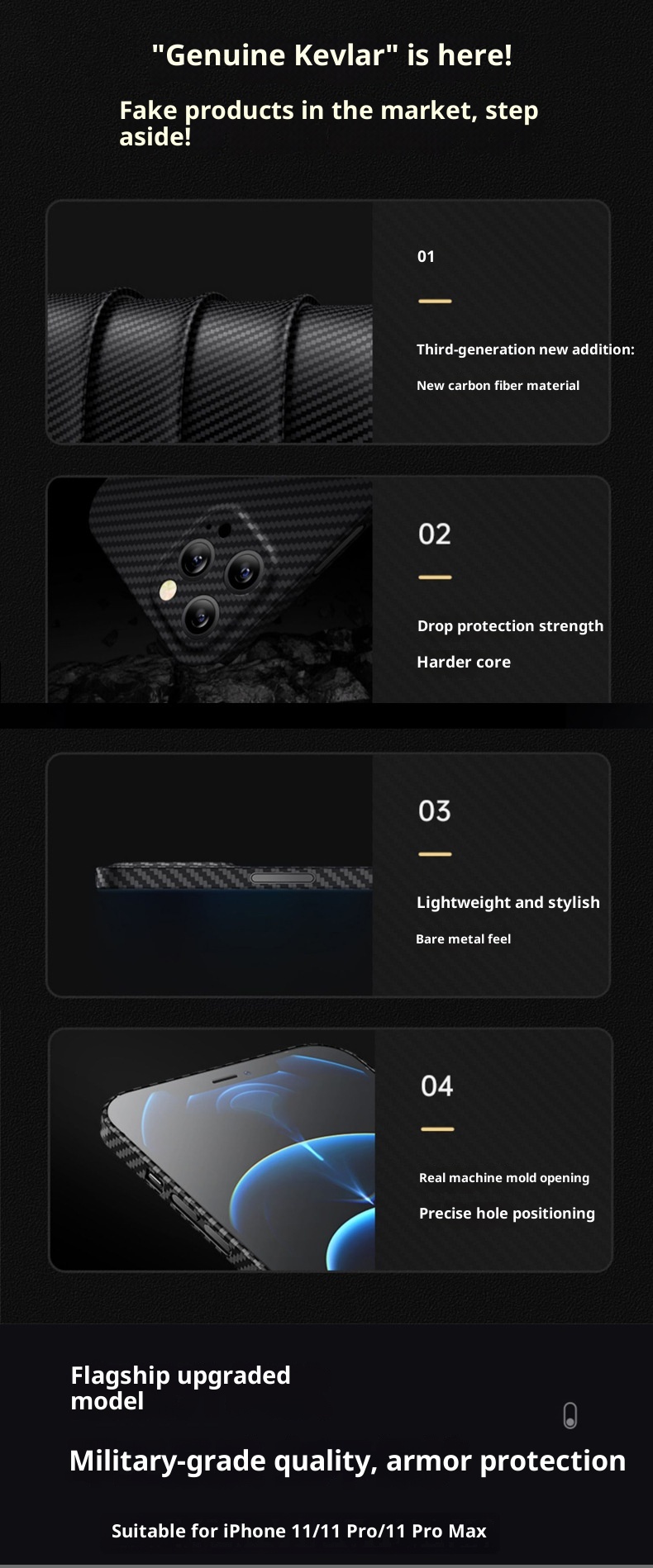 TechGlobe One Piece Dropshipping Kevlar Phone Free Shipping Compatible With Carbon Fiber Protective Case 11 Pro Max_voghion.com