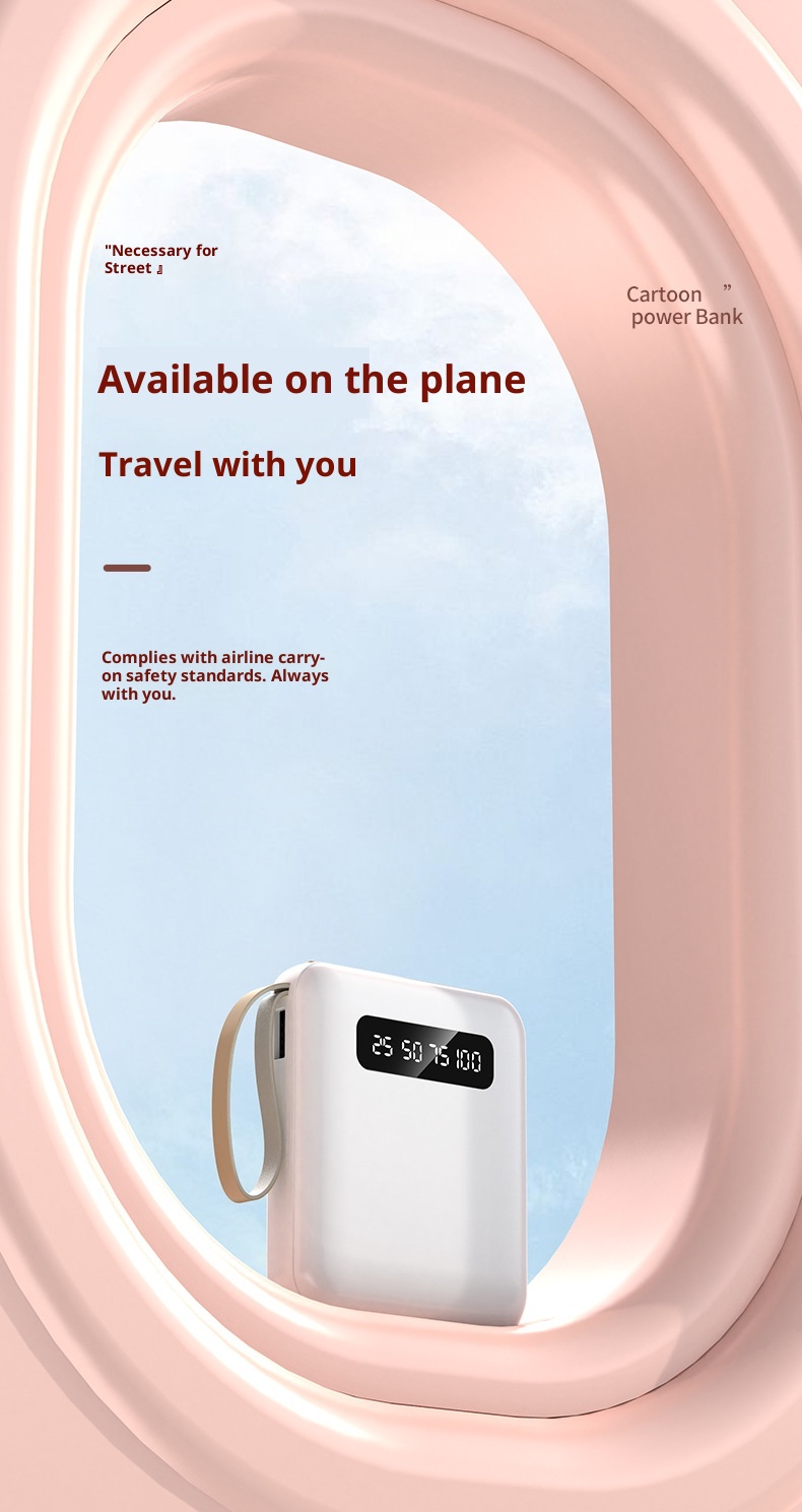 techglobe 20000mAh Large Capacity Macaron Bank Small Mini Portable With Detachable Cable Mobile Power Supply_voghion.com