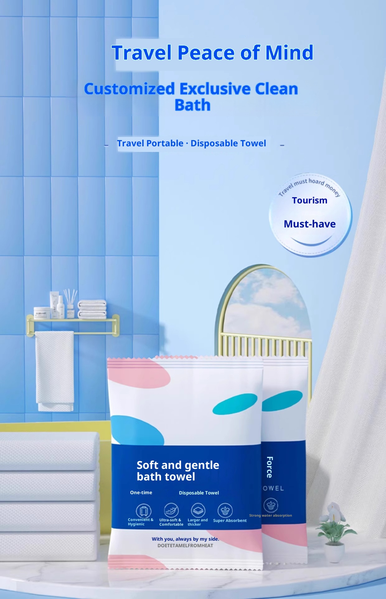 Set di asciugamani da bagno monouso Lillian per viaggi di lavoro, extra large, assorbenti, senza pelucchi, forniture alberghiere, confezionati singolarmente_voghion.com