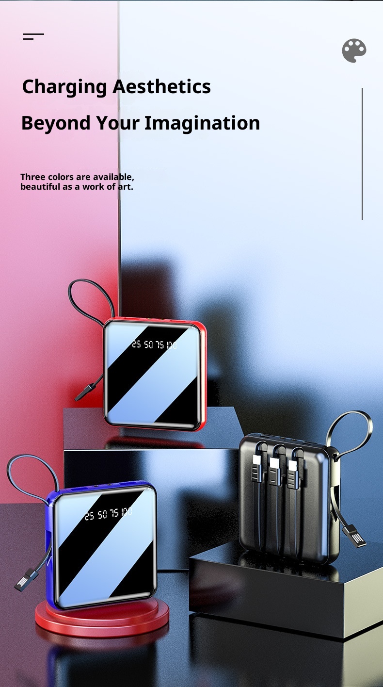 techglobe Mini Built-in Cable Bank 20000mAh Large Capacity Portable Mobile Power Supply Gift Custom Wholesale_voghion.com