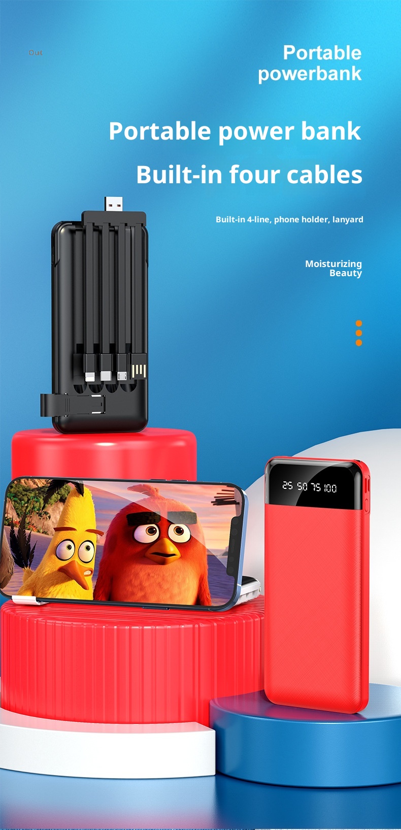 techglobe 20000 MAh Power Bank Business Gift Mini Charger Custom Fast Charging With Cable Compact Portable_voghion.com