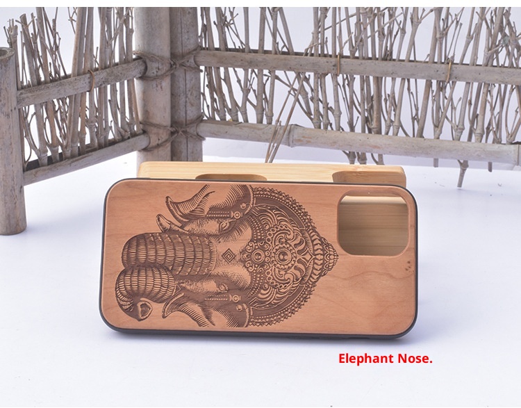 TechGlobe 14 Cherry Pattern Phone Case Arc Compatible IPhone 17 Pro Bamboo Wood Color Protective Cover_voghion.com
