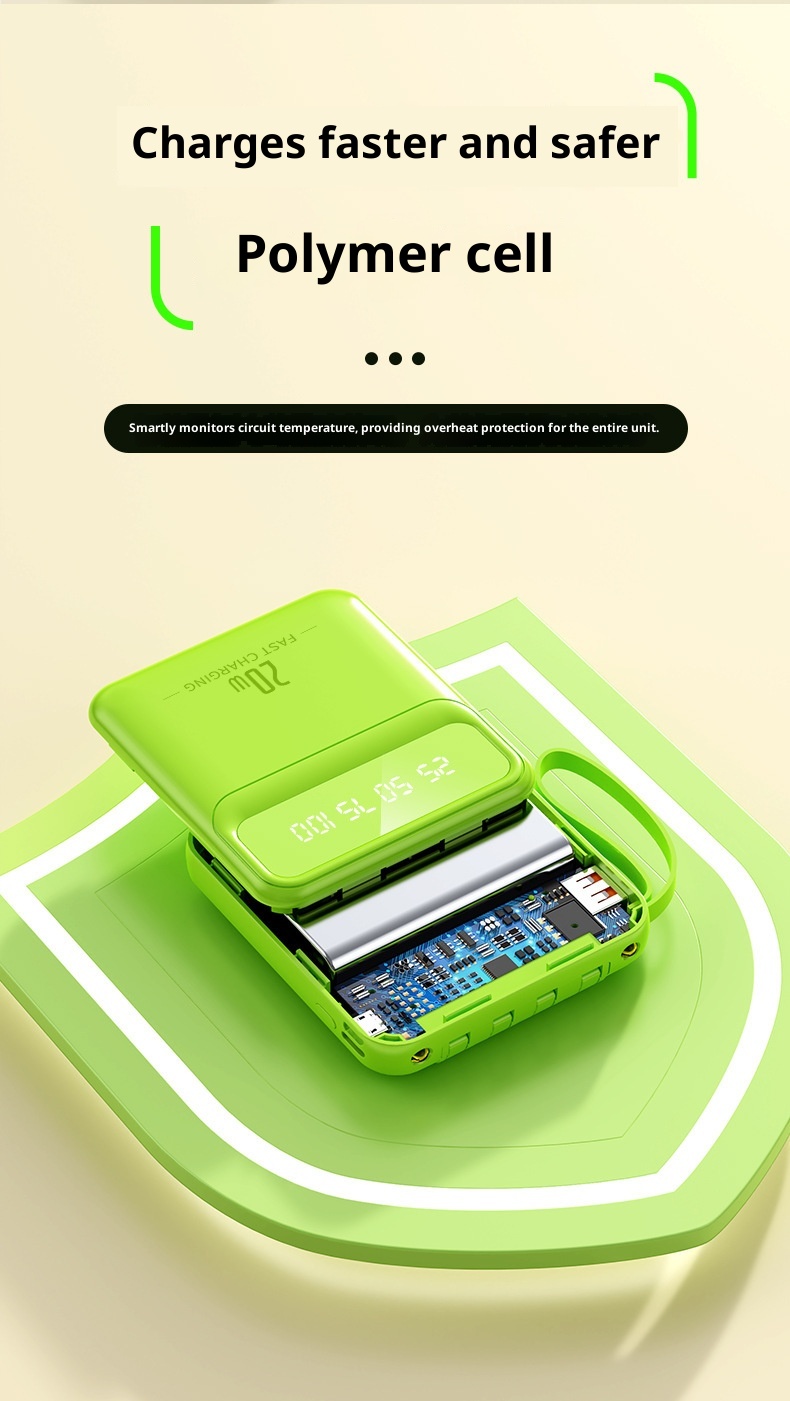 TechGlobe Gift Power Bank Wholesale Mini With Built-in 20000mAh Large Capacity Digital Display Portable Charger Data Cable_voghion.com