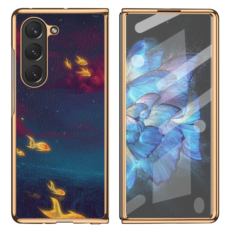 TechGlobe Schutzhülle für Samsung Z 6, galvanisierte Lederoptik, W23, faltbar, schlichtes Design_voghion.com