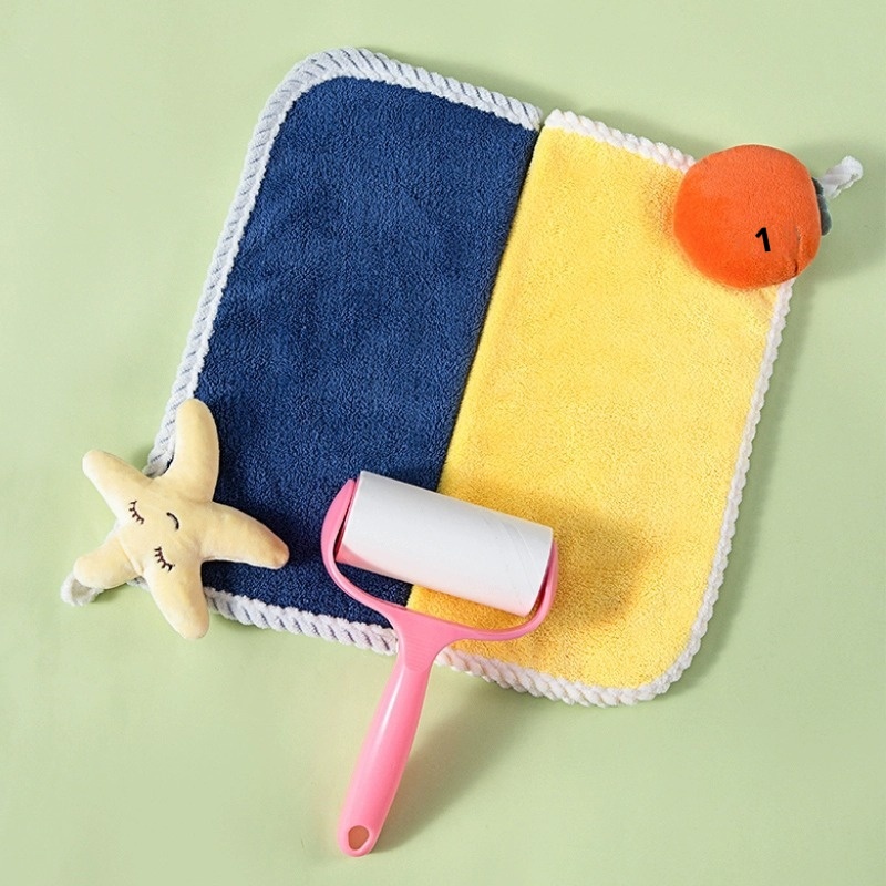 Lillian Hanging Cute Cartoon Home Bathroom Hand Small Square Towel Non-Shedding Soft And Dirty-Resistant_voghion.com